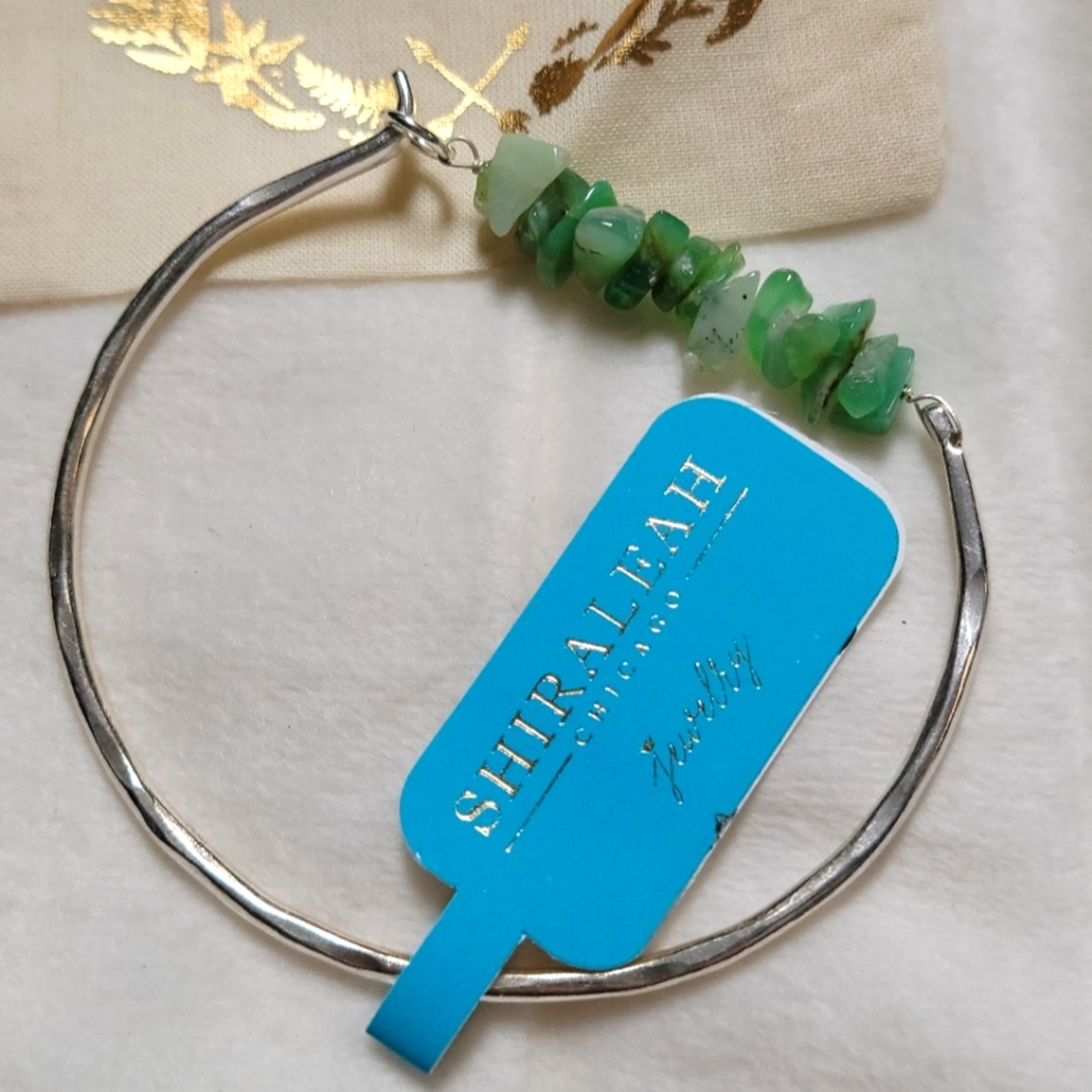 Nwt Shiraleah Raval Green Gemstone Silver Bracelet 12$